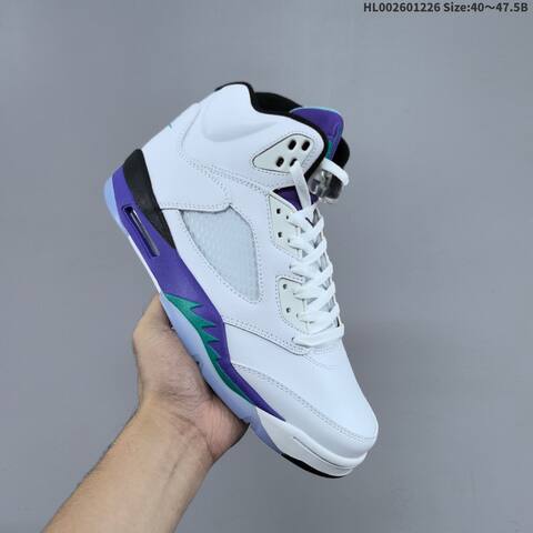 Jordan Air Jordan 5 Retro White Purple Black Teal 40 47 5 Basketball - Men's (BS-67271)