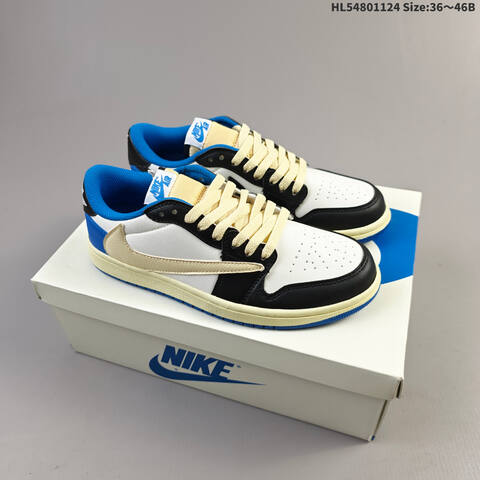 Nike Air Jordan 1 Low Travis Scott White Black Blue Cream 36-46 Casual - Unisex (BS-63168)