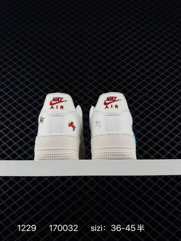 Nike Air Force 1 07 White Cream With Multicolor Embroidery 36-45 Lifestyle - Unisex (BS-73418)