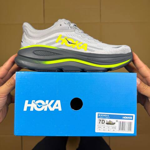 HOKA Bondi 9 Grey Dark Grey Neon Yellow Running Shoe Running Sneakers BS-86904