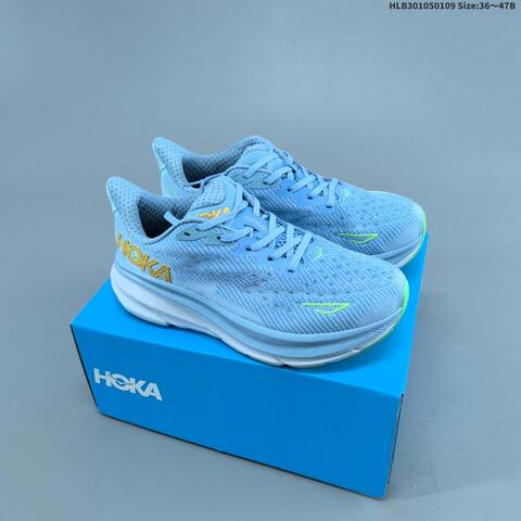 HOKA ONE ONE Clifton 9 Neon Yellow Light Blue White Orange EU 36-47 Running Shoe Running Sneakers Unisex BS-69409