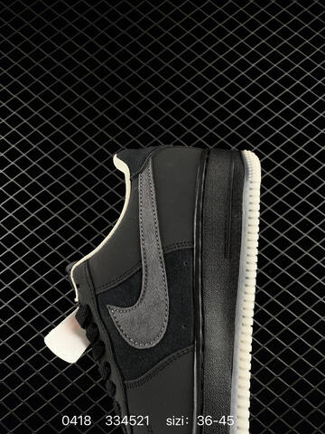 Nike Air Force 1 07 Black With Dark Grey Swoosh Cream Outsole And Collar Trim EU 36-45 Lifestyle - Unisex BS-72010