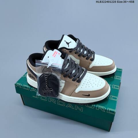 Jordan Air Jordan 1 Low White Tan Black EU 36-45 Casual - Unisex (BS-67219)