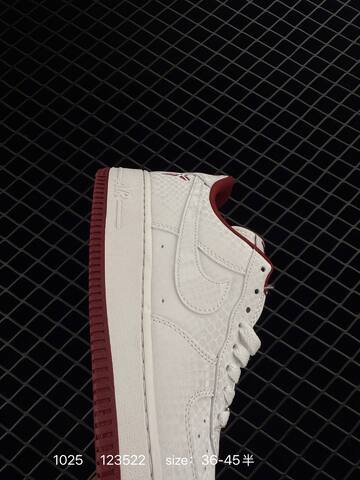 Nike Air Force 1 07 White Burgundy 36-45 Casual - Unisex (BS-74595)