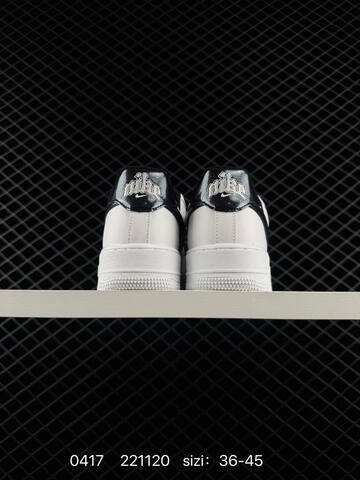 Nike Air Force 1 07 Low White With Metallic Black Swoosh Black Heel Tab And Lining EU 36-45 Lifestyle - Unisex BS-72040