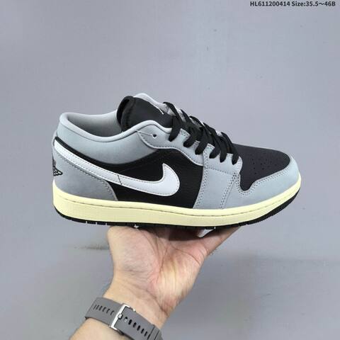 Jordan Air Jordan 1 Low Light Smoke Grey Black White 35 5 46B Lifestyle - Women's (BS-66194)