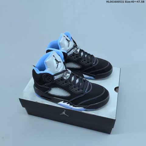 Jordan Air Jordan 5 Retro Black University Blue Silver EU 40 47 5 Basketball - Men's (BS-65839)