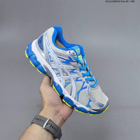 ASICS Gel-Nimbus 16 White Silver Blue Neon Yellow EU 36-45 Running Shoe Running Sneakers - Unisex (BS-68757)