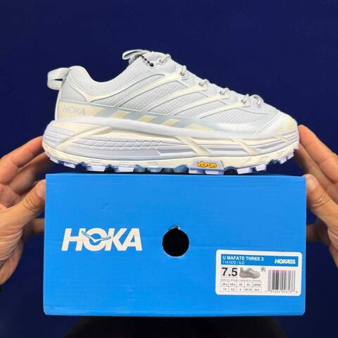 HOKA Mafate Three 2 White Cream Off White Trail Shoe Trail Running Sneakers (BS-86810)