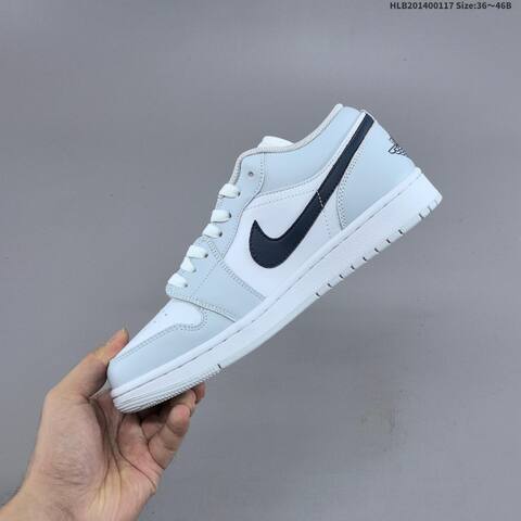 Jordan Air Jordan 1 Low White Light Blue Navy 36 46 Casual - Unisex (BS-66955)