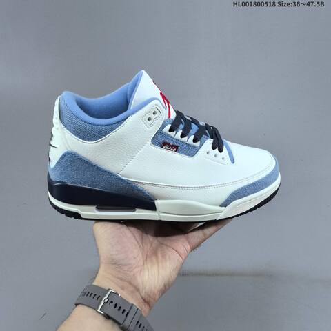Jordan Air Jordan 3 White Denim Blue Navy Red 36 47 5 Basketball - Unisex (BS-65933)