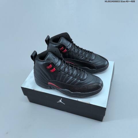 Jordan Air Jordan 12 Retro Black Red 40 48B Basketball - Men's (BS-65819)