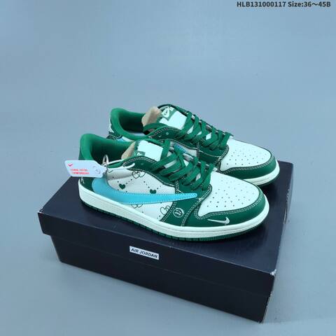 Jordan Air Jordan 1 Low x Travis Scott Green White Light Blue EU 36-45 Lifestyle - Unisex (BS-66938)