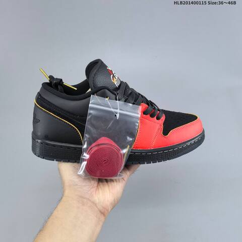 Jordan Air Jordan 1 Low Black Red With Gold Accents 36 46B Lifestyle - Women's (BS-66956)