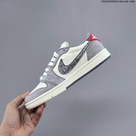 Jordan Air Jordan 1 Low x Travis Scott Sail Grey Black Red EU 36-45 Casual - Unisex (BS-65883)