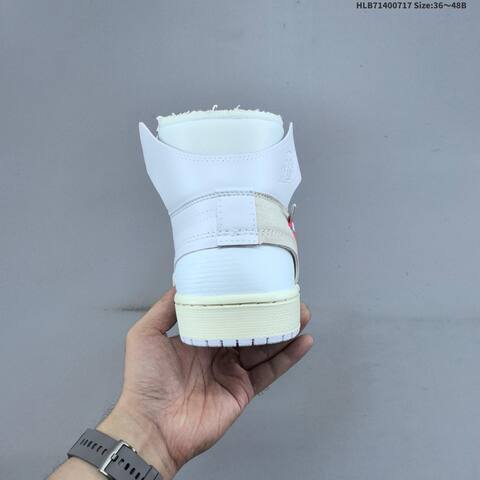 Nike Off-White x Air Jordan 1 Retro High OG White Cream With Gray Suede And Orange Blue Accents 36 48B Casual - Women's (BS-66145)