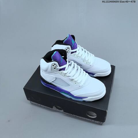 Jordan Air Jordan 5 Retro Black Blue Grey 40 47B Basketball - Men's (BS-65787)