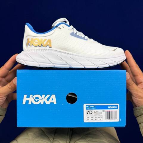 HOKA Arahi 7 White Blue Gold Running Shoe Running Sneakers BS-86827