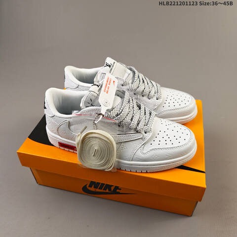 Louis Vuitton Air Jordan 1 x Travis Scott DIY White Grey Orange EU 36-45 Casual - Unisex (BS-63184)