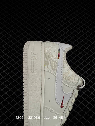 Nike Air Force 1 Low White Cream With Red Accents 36-45 Lifestyle - Unisex (BS-73829)