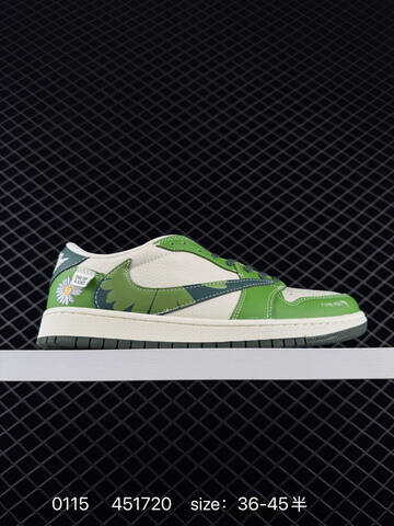 Jordan Travis Scott x Fragment Design x Air Jordan 1 Low OG SP Sail Bright Green Dark Green EU 36-45 Sneaker - Unisex (BS-79827)