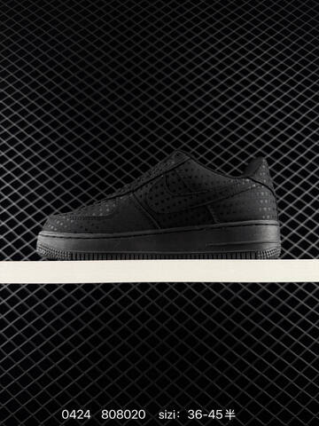 Nike Air Force 1 Low Triple Black Triple White With Heart Jacquard Pattern EU 36-45 With Half Sizes Lifestyle - Unisex (BS-71901)