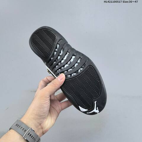 Jordan Air Jordan 12 Retro Black White Gold 36 47 Basketball - Unisex (BS-65938)