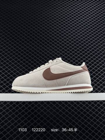 Nike Classic Cortez Beige Taupe With Brown Swoosh And White Sole EU 36-45 Lifestyle - Unisex (BS-74404)