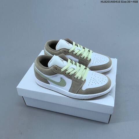 Nike Air Jordan 1 Low White Beige Light Green 36 46 Casual - Unisex (BS-66165)