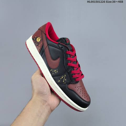 Jordan Air Jordan 1 Low Black Brown Red 36 46B Lifestyle - Women's (BS-67269)