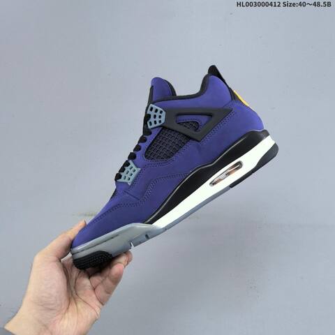 Jordan Air Jordan 4 Retro OG Imperial Purple Black Grey Yellow 40 48 5 Basketball - Men's (BS-66226)