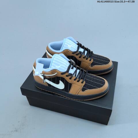 Jordan Air Jordan 1 Low Light British Tan Black Light Blue 35 5 47 5 Lifestyle - Unisex (BS-65962)