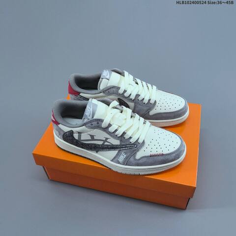 Jordan Air Jordan 1 Low x Travis Scott Sail Grey Black Red EU 36-45 Casual - Unisex (BS-65883)