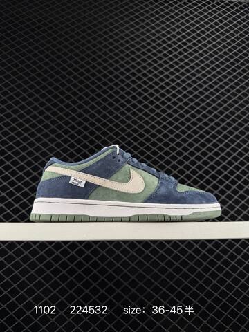 Nike Dunk SB Low Dust Noir Blue-green Suede Cream Swoosh White Midsole Green Outsole EU 36-45 Skate - Unisex (BS-74418)