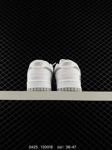 Nike SB Dunk Low Pro White With Metallic Silver Accents 94 Heel Embroidery Supreme Midsole Marking EU 36-47 Skate - Unisex BS-71876