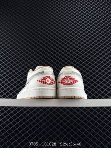 Jordan Air Jordan 1 Low White Grey Beige Red EU 36-46 Sneaker - Unisex BS-81099