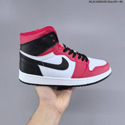 Nike Air Jordan 1 Retro Mid White Black Red 36-46 Basketball - Unisex (BS-67098)