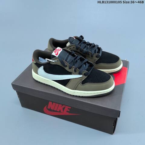 Jordan Air Jordan 1 Low x Travis Scott Black White Olive Blue Mixed Colorways EU 36-46 Casual - Unisex (BS-67107)