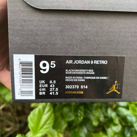 Jordan Air Jordan 9 Retro 302370-014 Black University Red EU 43 Basketball Shoe - Men s BS-86739