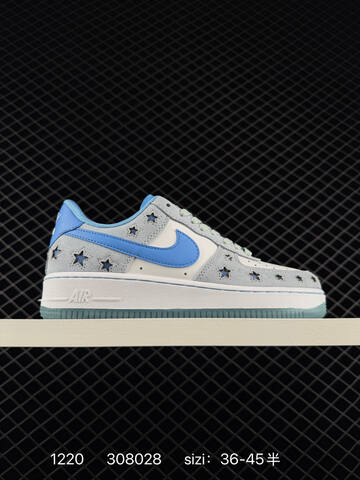 Nike Air Force 1 Low Light Blue Gray White 36-45 Lifestyle - Unisex (BS-73578)