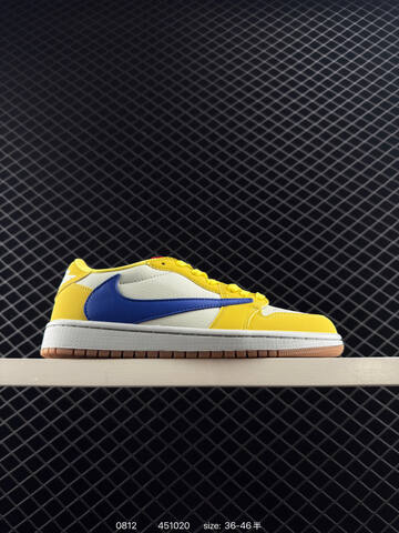 Jordan Air Jordan 1 Low Travis Scott DZ4137 206 Sail Yellow Blue Gum Red EU 36-46 Sneaker - Unisex (BS-80927)
