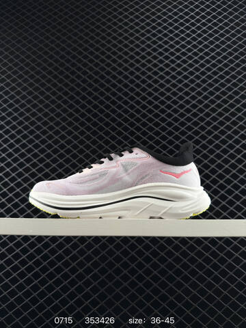 HOKA Clifton 10 Light Pink White Black Yellow EU 36-45 Running Shoe Running Sneakers - Unisex (BS-86553)