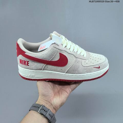 Nike Air Force 1 07 Low Beige White Red EU 36-45 Sneaker - Unisex (BS-60063)