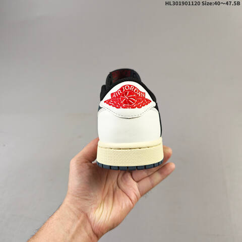 Nike Air Jordan 1 Low Travis Scott Black White Cream With Blue Accents 40 47 5 Lifestyle - Men's (BS-63426)
