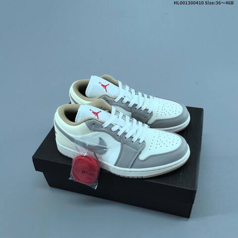 Jordan Air Jordan 1 Low Sail Grey White Red 36 46 Casual - Unisex (BS-66257)