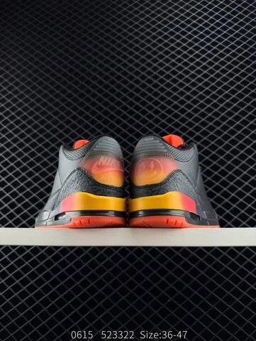 Jordan Air Jordan 3 Retro Black Orange Yellow Red EU 36-47 Basketball Shoe - Unisex BS-81202