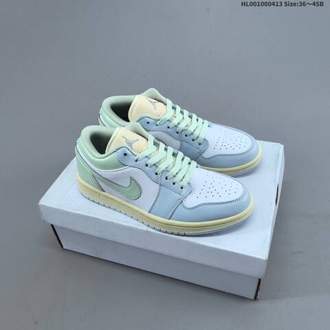 Jordan Air Jordan 1 Low Light Blue White Mint Green Cream 36 45 Casual - Unisex (BS-66211)