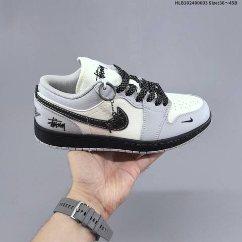 Jordan Air Jordan 1 Low Light Grey White Black EU 36-45 Basketball - Unisex (BS-65812)