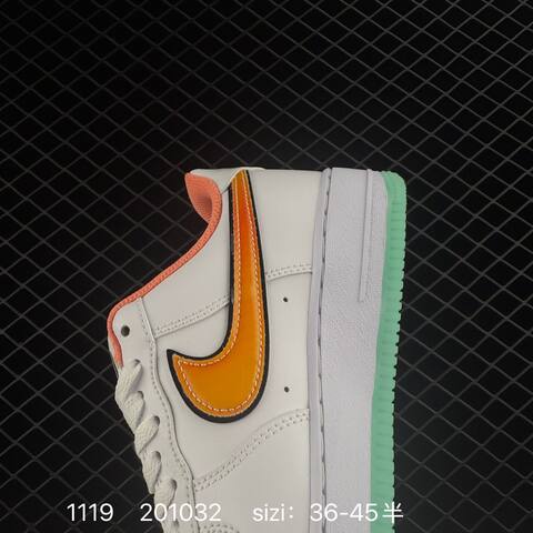 Nike Air Force 1 07 White Orange With Mint Green Sole And Coral Lining 36-45 Lifestyle - Unisex (BS-74130)