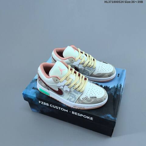 Nike Air Jordan 1 Low Cream Pink Red Grey EU 36-39 Lifestyle - Women's (BS-65888)